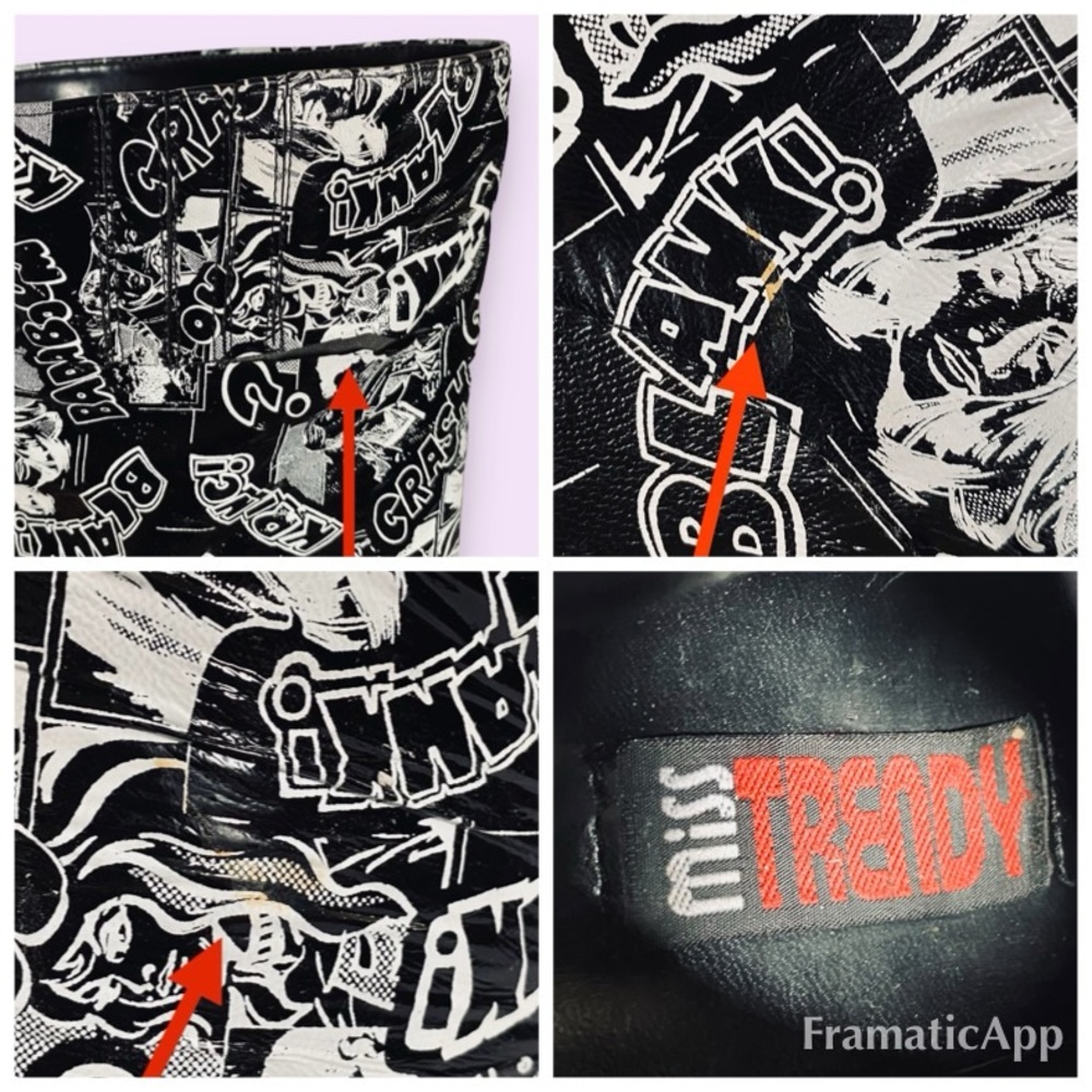 NEW Miss Trendy Comic Print Marvel Point Toe Stiletto Knee Boots *Flaws* SZ 11 - Picture 10 of 14